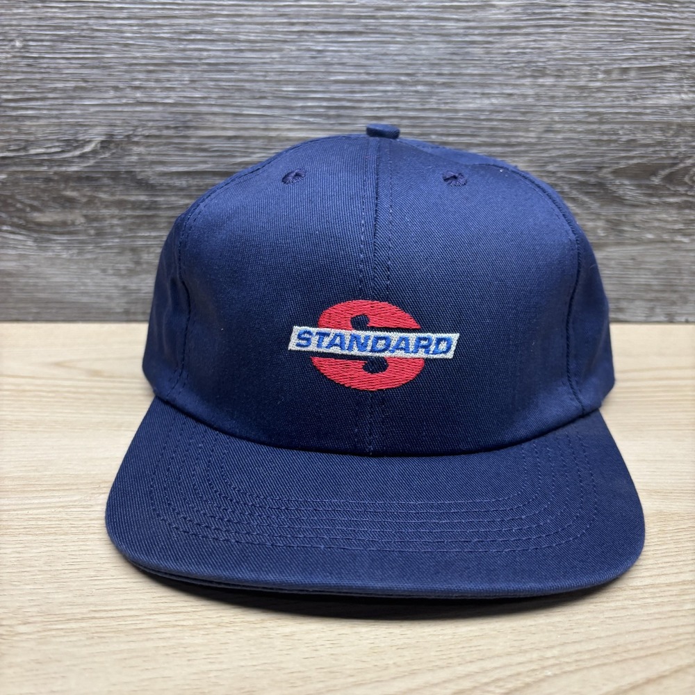Vintage Standard Oil Logo Navy Blue Snapback Hat Cap Made In USA Adjustable